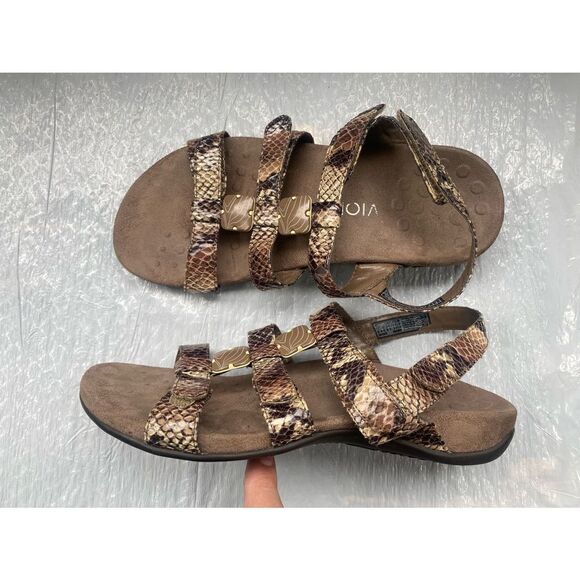 Vionic Women’s Snakeskin Sandals Velcro Straps Sz 8 US - Picture 2 of 9
